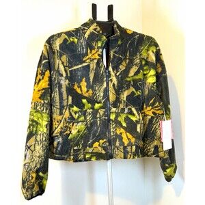 In Good State Women’s Cropped Oversized Camo Full Zip Jacket Stand-Up Collar S